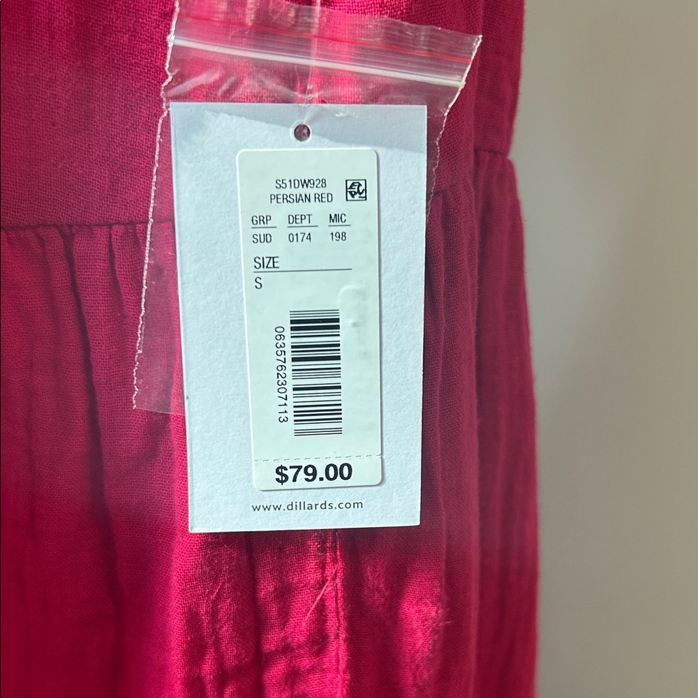 Westbound Sleeveless Tiered Button-Front Dress in Persian Red. New with Tags - Picture 3 of 4